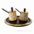 Bamboo Pattern Wooden Condiment Set with Spoon, Customized Shapes and Designs Welcomed